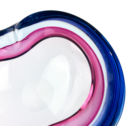 Murano Pink + Violet Freeform Glass Catchall/Ashtray #O1071