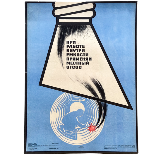 1986 Soviet Work Safety Poster #P1615 -17" x 23"