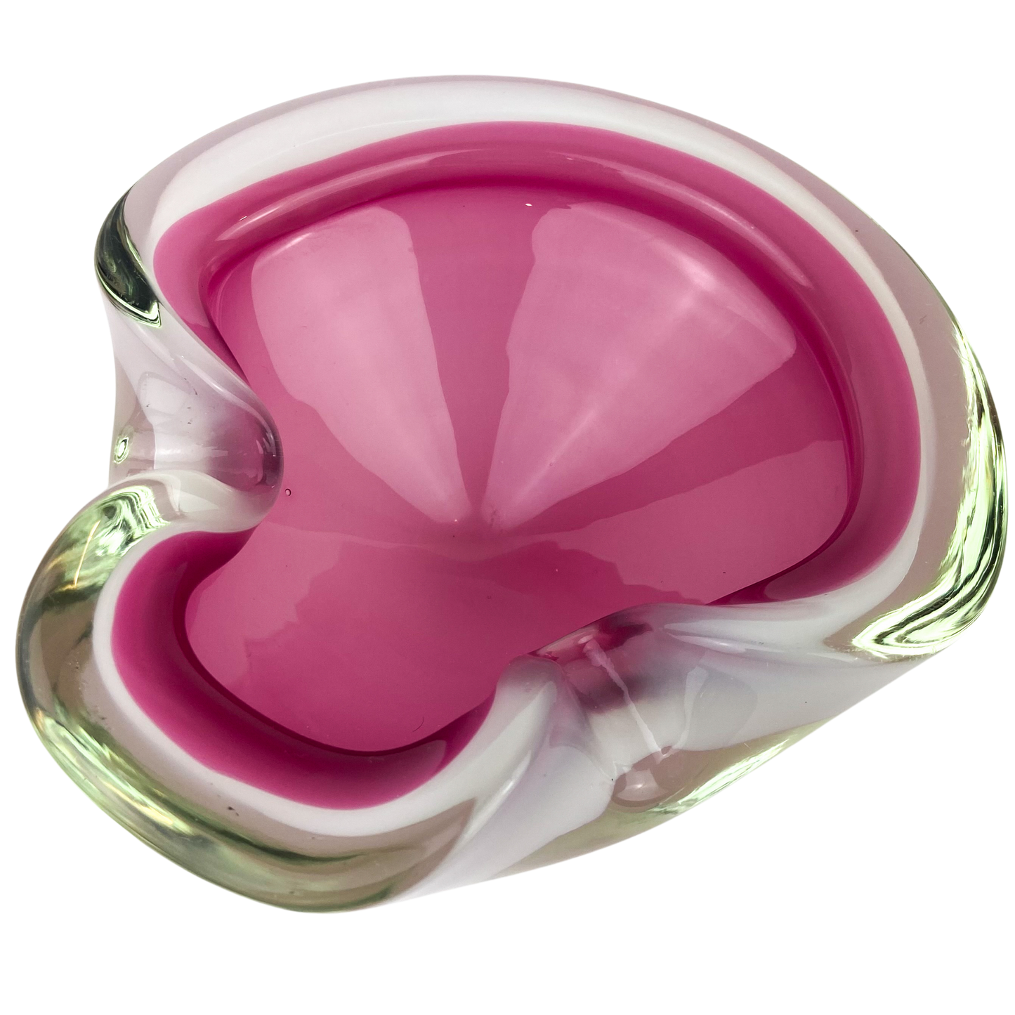 Murano Pink + White Freeform Glass Catchall/Ashtray #O1089