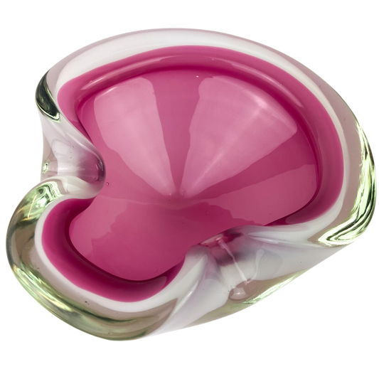 Murano Pink + White Freeform Glass Catchall/Ashtray #O1089