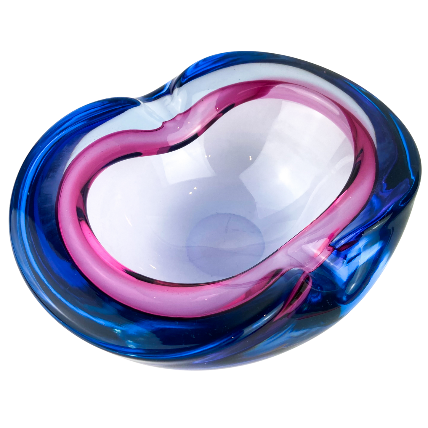 Murano Pink + Violet Freeform Glass Catchall/Ashtray #O1071