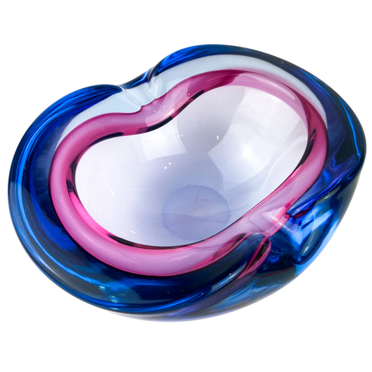 Murano Pink + Violet Freeform Glass Catchall/Ashtray #O1071