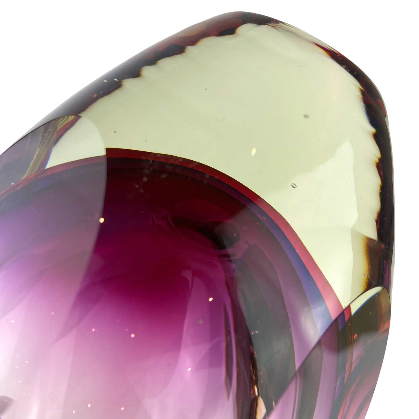 Purple + Fuschia Faceted Sommerso Art Glass Vase #O1081