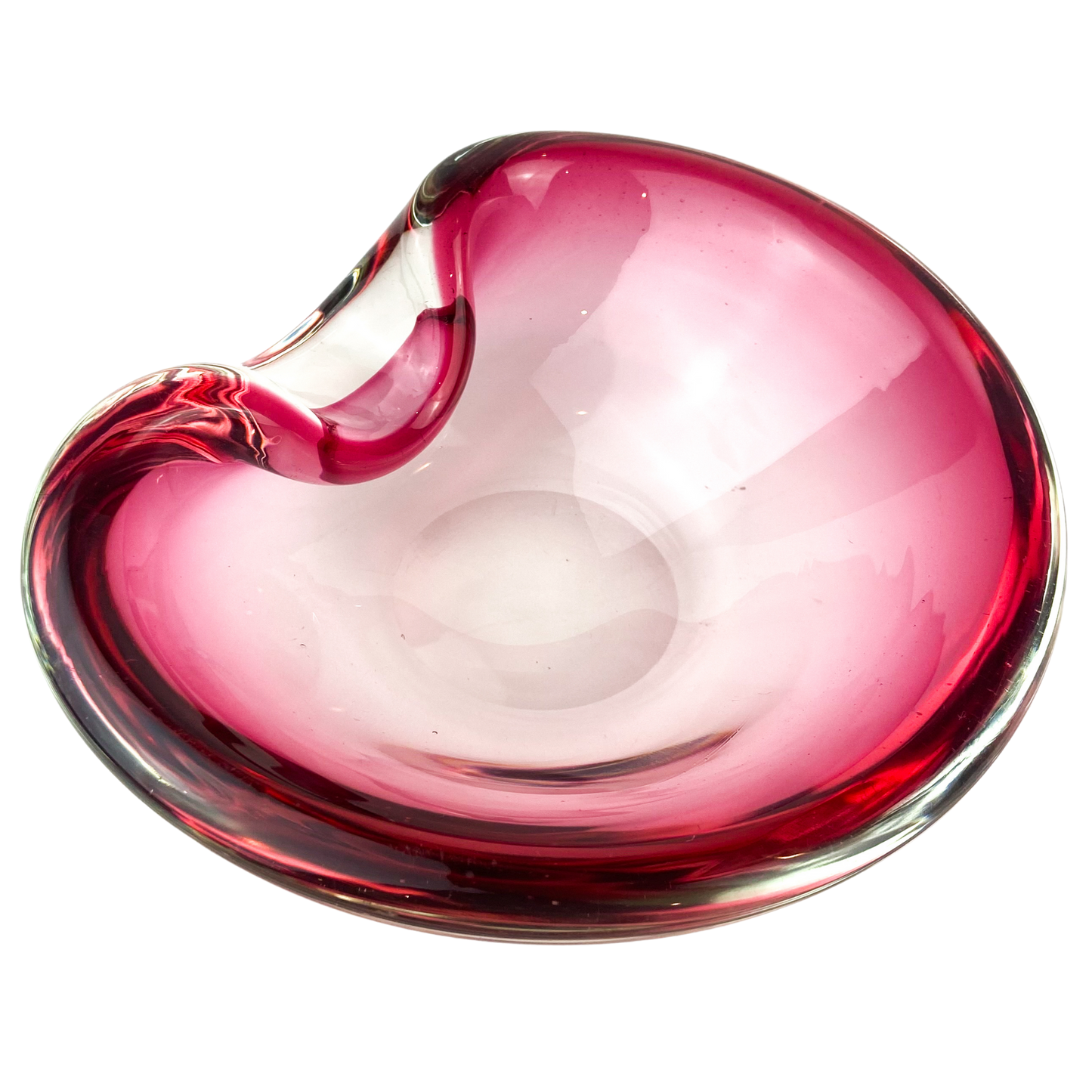 Murano Pink + Clear Freeform Glass Catchall/Ashtray #O1076