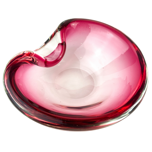 Murano Pink + Clear Freeform Glass Catchall/Ashtray #O1076