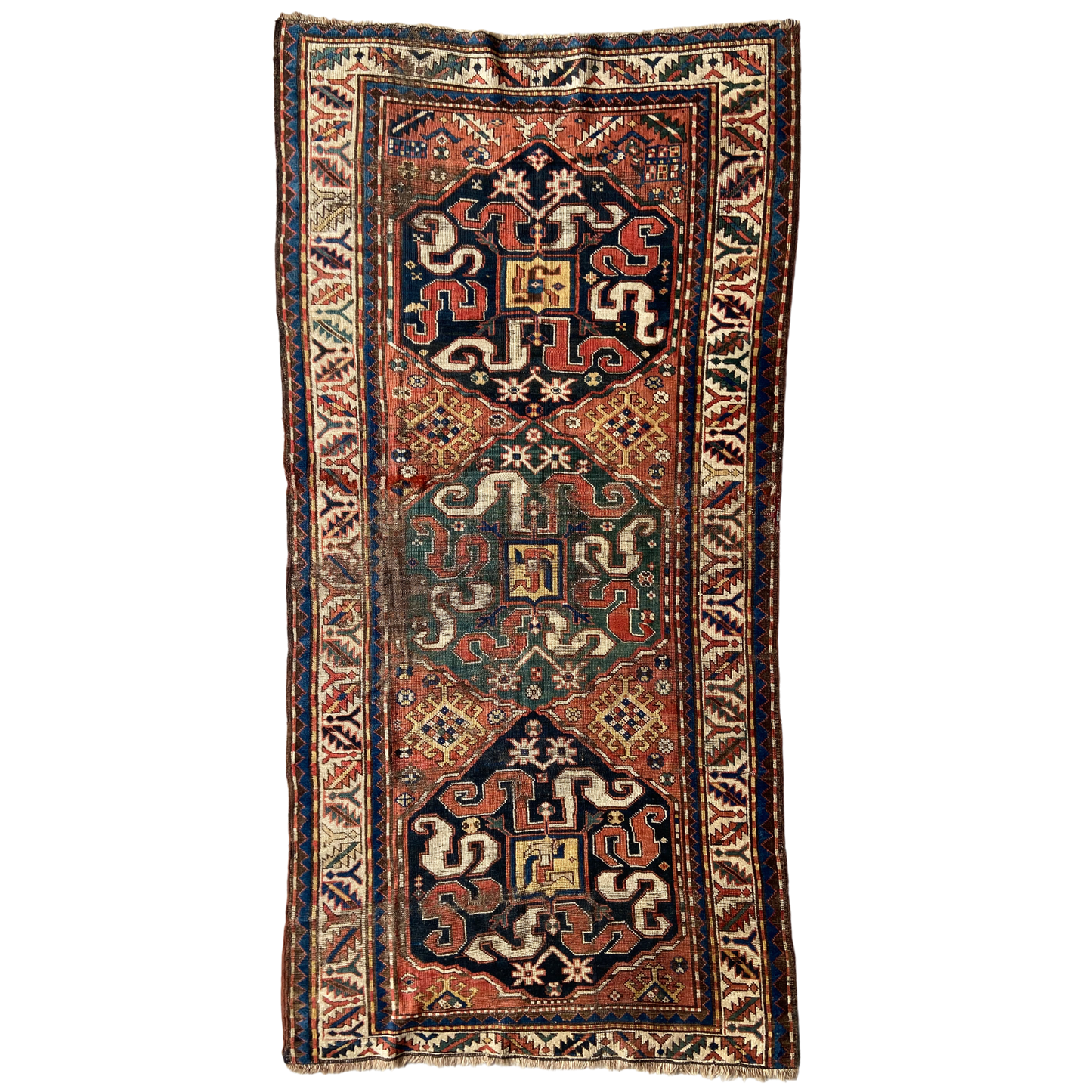 Antique Cloudband Kazak Runner #R1120 - 4' x 8'