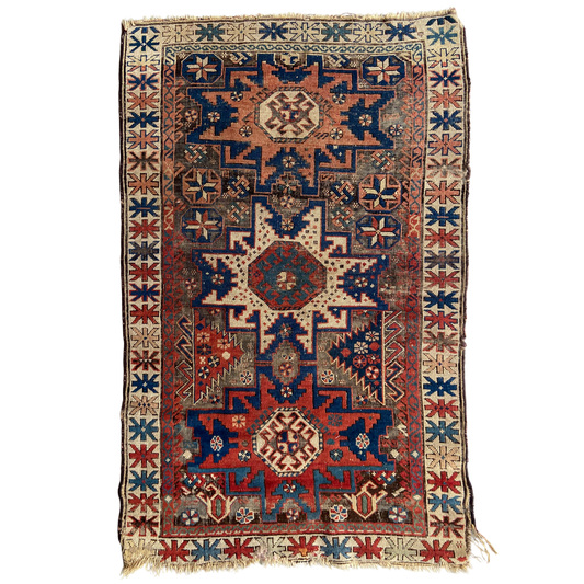 Antique Lezgi Accent Rug #R1255 - 2'7" x 4'2"
