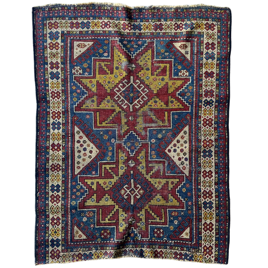 Antique Lezgi Accent Rug #R1013 - 3'4" x 4'4"