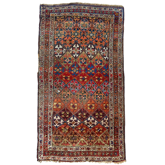 Antique Kurdish Accent Rug #R1010 - 3'11" x 7'1"