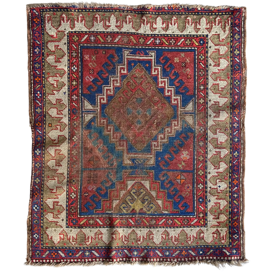 Antique Kazak Accent Rug #R1016 - 3'4" x 4'