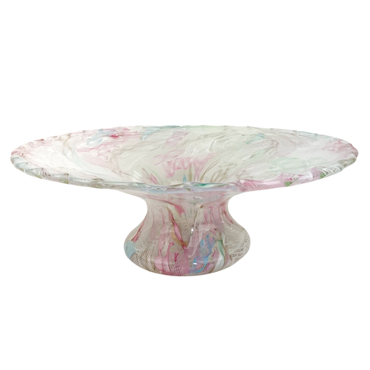 Large Fratelli Toso Pastel Zanfirico Glass Compote Dish #O805