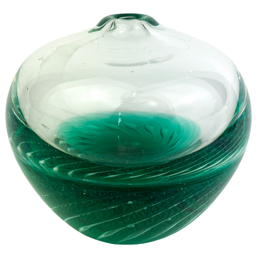 Handblown Emerald Iridescent Studio Art Glass Bud Vase #O746