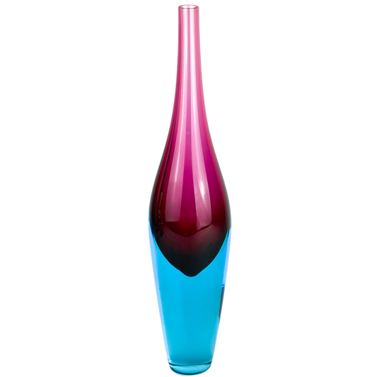 Gaspari for Salviati Raspberry + Turquoise Sommerso Pinnacolo Glass Vase #O635